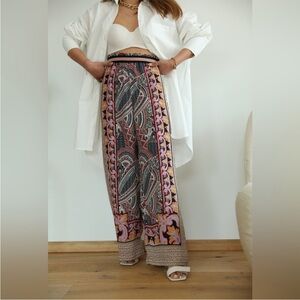 Maeve Anthropologie Abstract Boho Rooibos Wide Leg Pants Vacation Resortwear